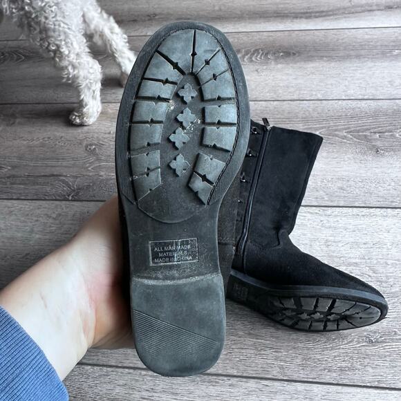 Sam Edelman Black Suede Tall Lace Up Boots - Size 2 - Picture 3 of 8